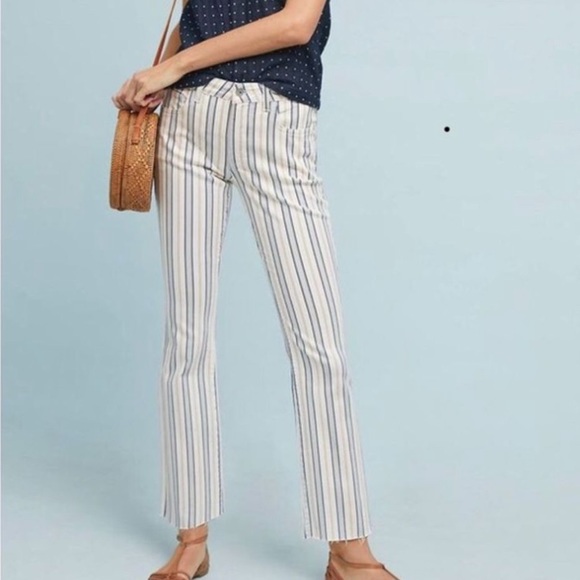 striped high rise jeans